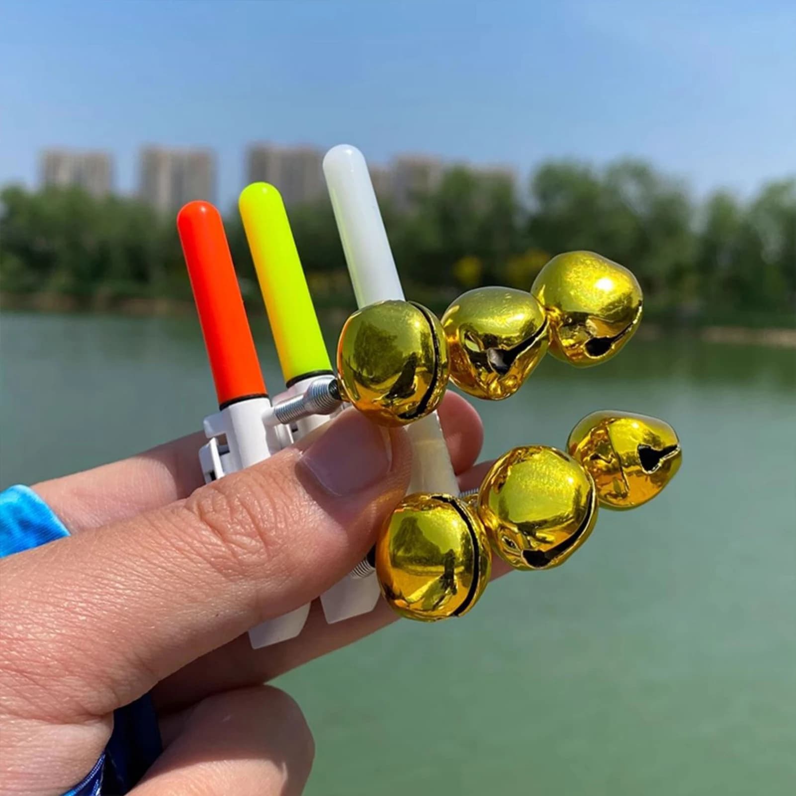 Cloches lumineuses pour embout de canne - 2 pièces pour pêche de nuit et pêche en mer anti-vibration