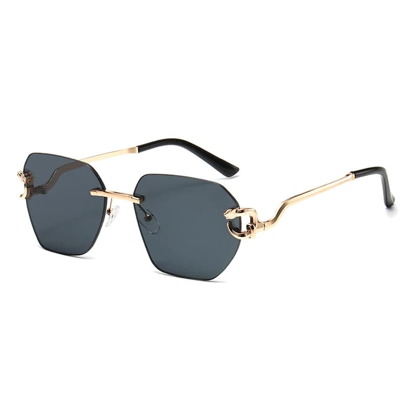 Lunettes de soleil irrégulières frameless léopard - Style unique pour pêche créative et personnalisée