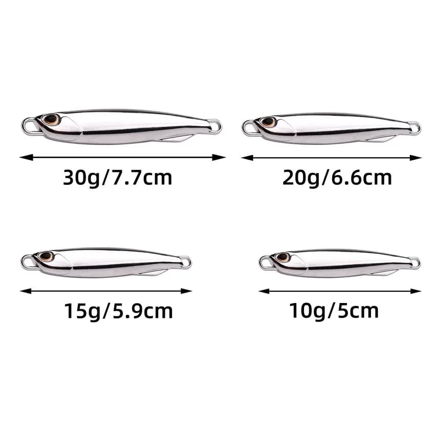 Lot de 5 Leurres Métal Jig 10g à 30g Appât Pêche en Mer pour Bar et Poissons Carnassiers
