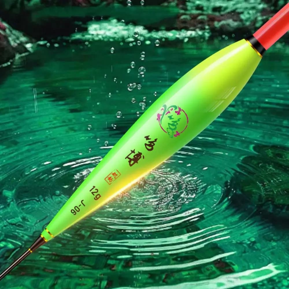 Flotteur électronique pêche nuit longue queue 2 lumières, indicateur de touche lumineux pour pêche nocturne