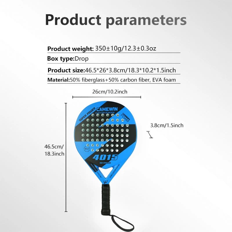 Raquette de padel Luxury Series Teardrop - Technologie aérodynamique et grip personnalisé - Carbone avec cœur EVA noir