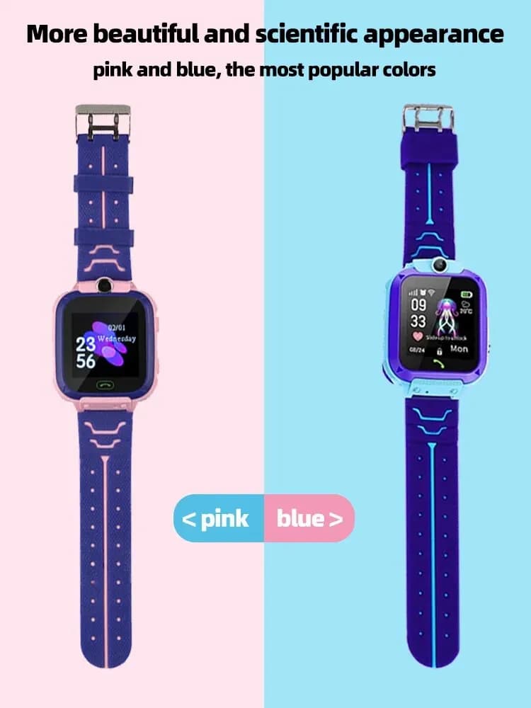 Montre téléphone Q12 pour enfants 2G - Tracker GPS étanche avec SOS et surveillance parentale