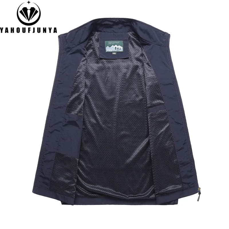 Veste sans manches homme été 2025 - Col montant respirant avec poches multiples pour loisirs outdoor