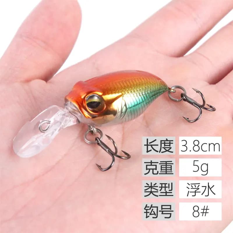 Leurre dur ABS Griffon 5g 3.8cm avec plaque à langue pour pêche en surface, appât leurre black diamond.