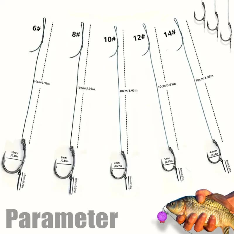 Montages feeder premium pour carpe, brème, tanche - Hameçons barbelés taille 6-14 avec tresse solide