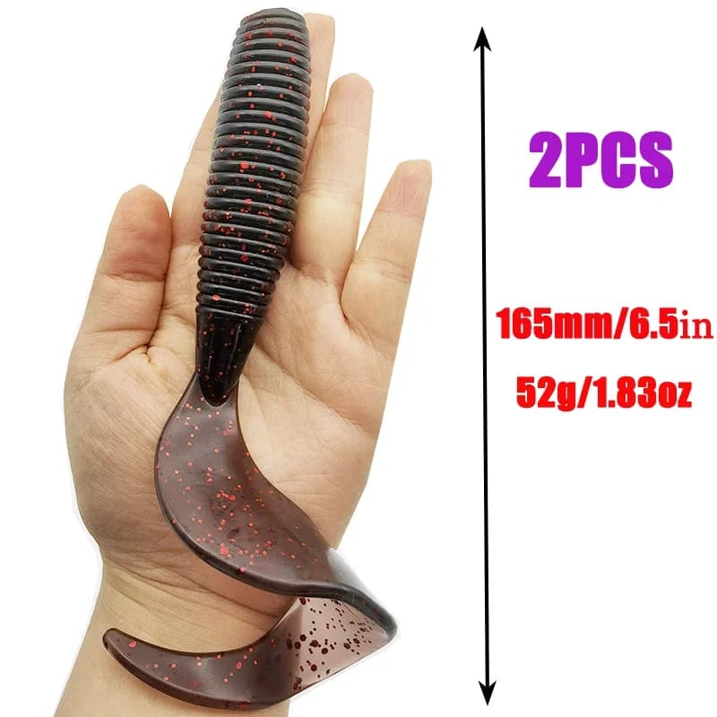 2 leurres souples 165mm 52g avec queue vibrante pour pêche du black bass