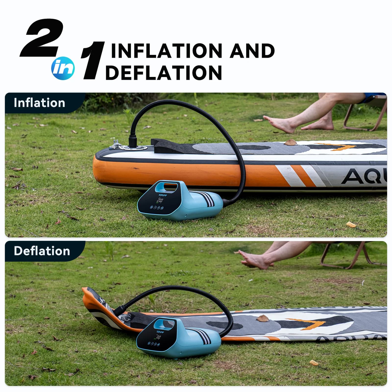 Pompe électrique rapide 20PSI 5200mAh pour paddleboard SUP et kayak gonflable - Accessoire pêche haute performance