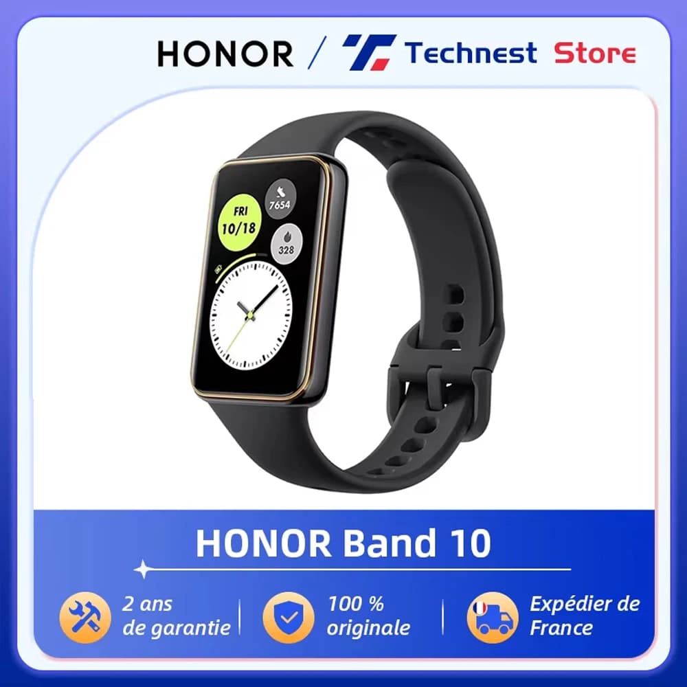 Honor Band 10 Version Globale - Bracelet connecté écran AMOLED 1,57 pouces étanche 5ATM santé matinale