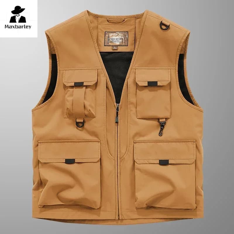 Veste de pêche sans manches Outdoor Casual 2024 - Multi-poches respirante pour photographes et pêcheurs