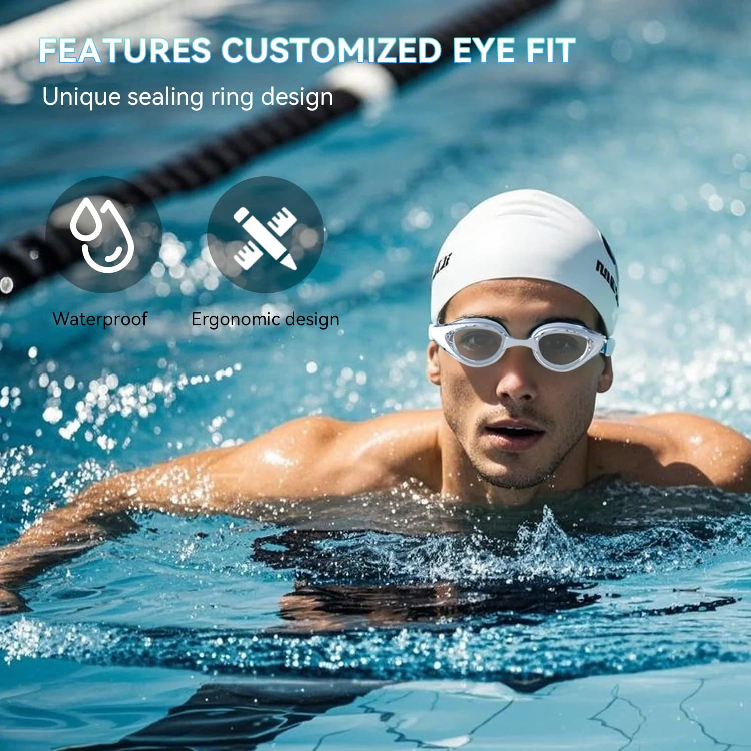 Lunettes de natation professionnelles anti-buée 100% étanches avec protection UV totale - tous âges