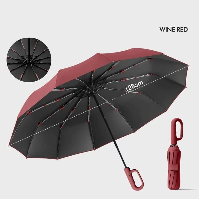 Parapluie extra large automatique 12 baleines portable double usage pluie vent pêche
