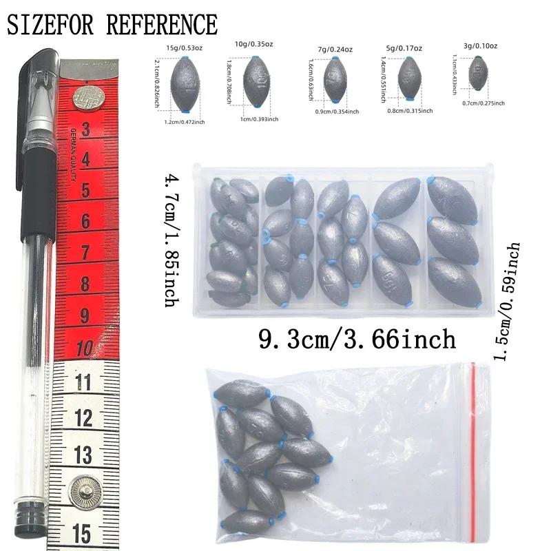 Set plombs oeuf 30/10 avec boîte rangement plombs ovales pour pêche eau douce et mer