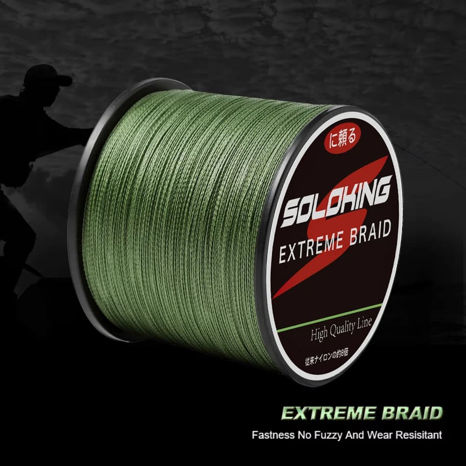 SOLOKING Ligne de Pêche Tressée 4 Brins 300m 500m 1000m, Super Résistante pour Truite et Carnassiers,