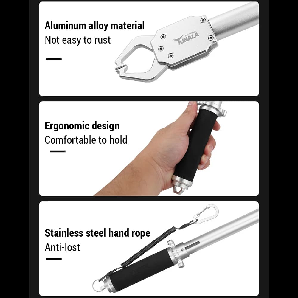 Pince à lèvres pour poissons avec balance intégrée et dragonne alliage aluminium
