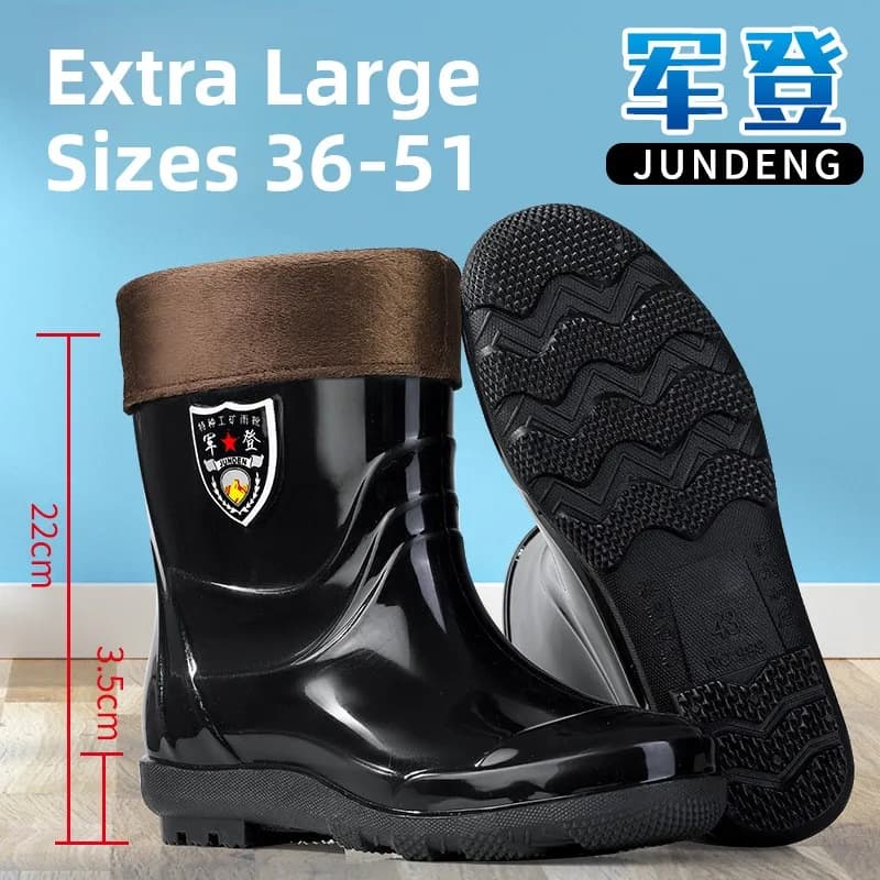 Bottes de pluie homme grande taille mollet large PVC imperméables anti-dérapantes toutes saisons confort