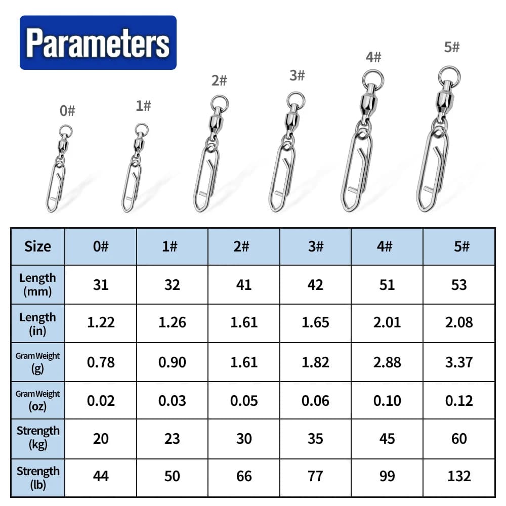 10 connecteurs rotatifs roulements pêche 0#-5# argent 360° - Accessoires appâts connexion rapide