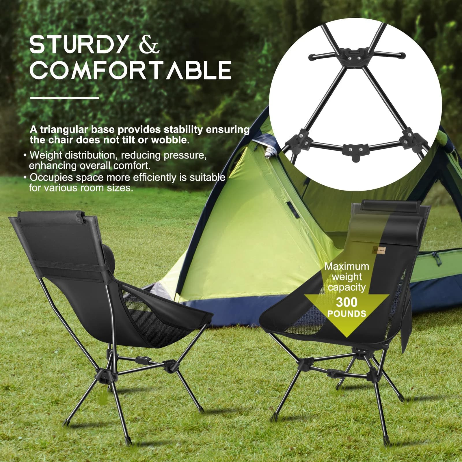 Chaise de pêche WESTTUNE Moon ultralégère pliante avec appui-tête pour détente en plein air