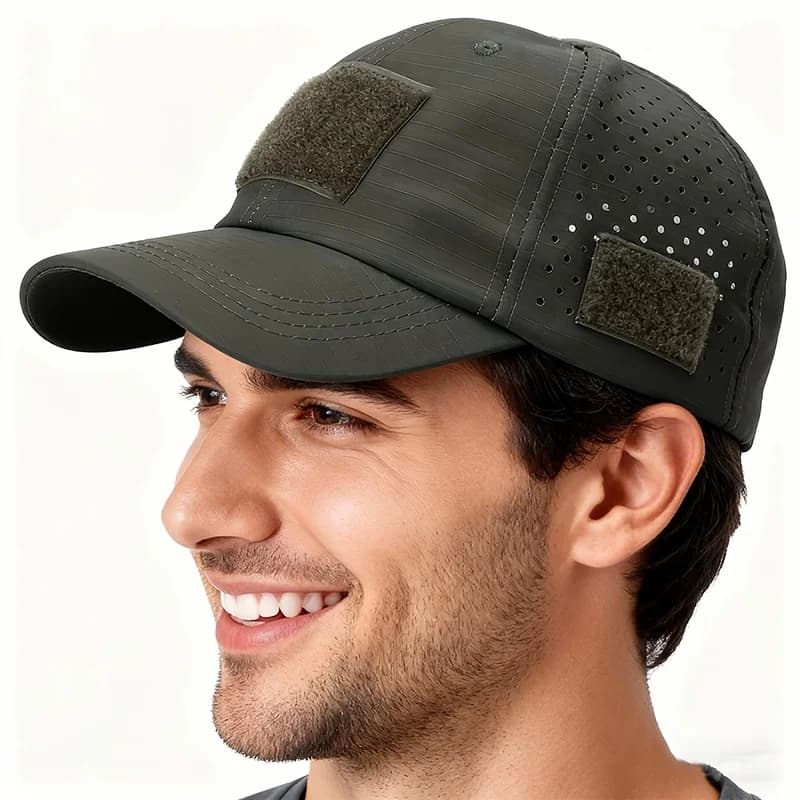 Casquette baseball camouflage militaire pêche - Casquette tactique avec velcro et porte-lunettes