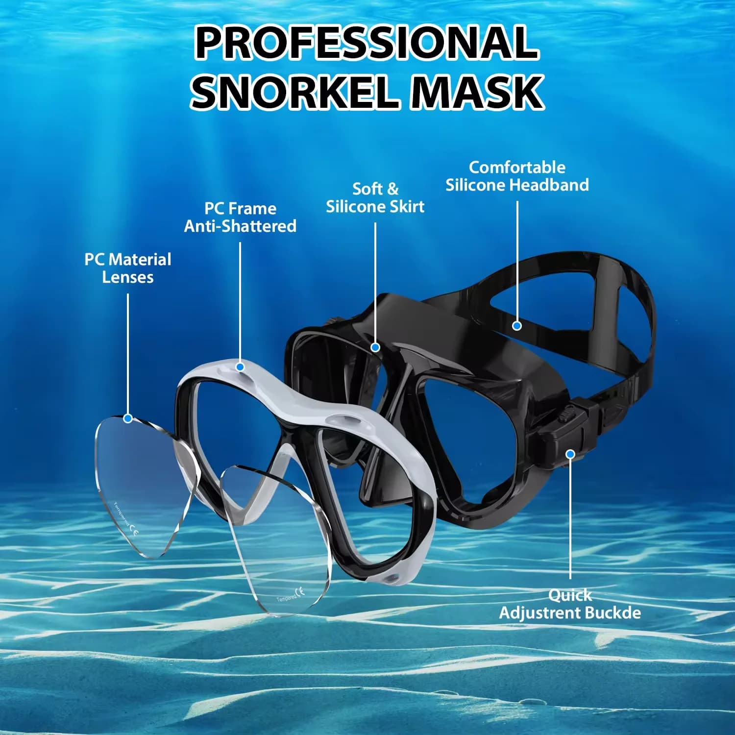 Lunettes de natation grand cadre adultes qualité supérieure panoramique anti-buée étanches HD équipement