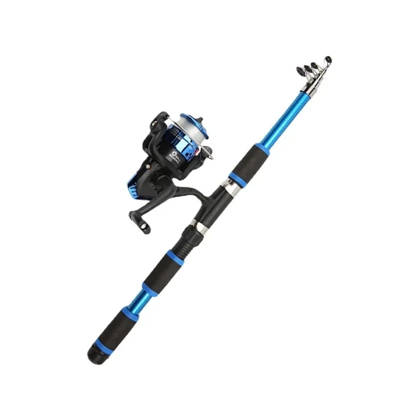 Kit pêche complet télescopique avec canne, moulinet et accessoires - Ensemble voyage tout inclus