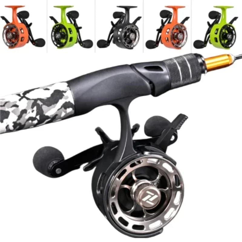 Moulinet pêche glace inline 3+1BB CNC grand tambour libération rapide lac gelé hiver