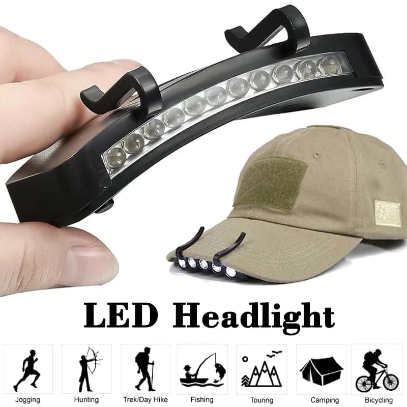 Lampe frontale pêche super lumineuse à clip pour casquette torche LED pêche camping chasse extérieur