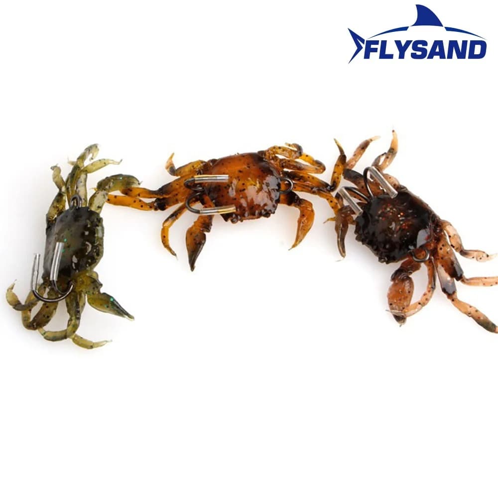 Leurre silicone crabe bionique FLYSAND - Appât souple réaliste avec hameçon intégré pour pêche eau douce
