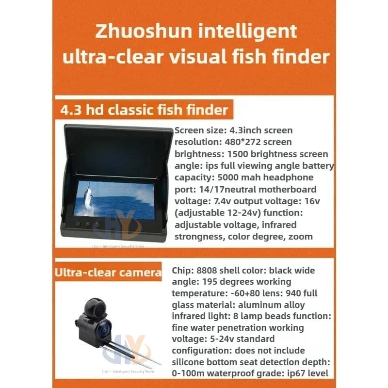 Caméra de pêche sous-marine étanche vision nocturne - Affichage ultra-clair pour observation des poissons en direct