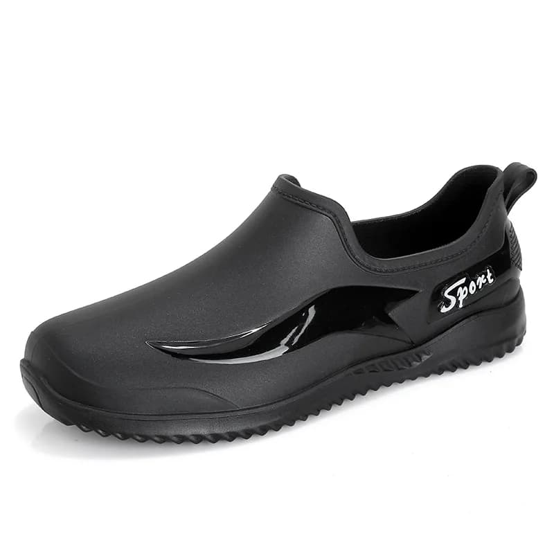Bottes de pluie mode homme basse cuisine antidérapantes usure PVC rondes slip-on pêche