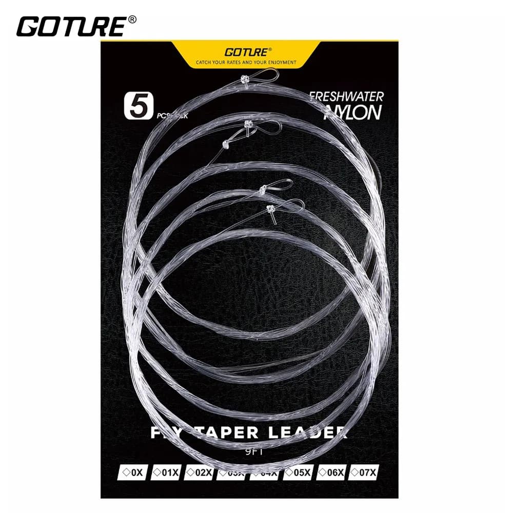 Bas de ligne nylon fly pêche 9FT/2.74M 0X à 7X avec boucle - Lot de 5