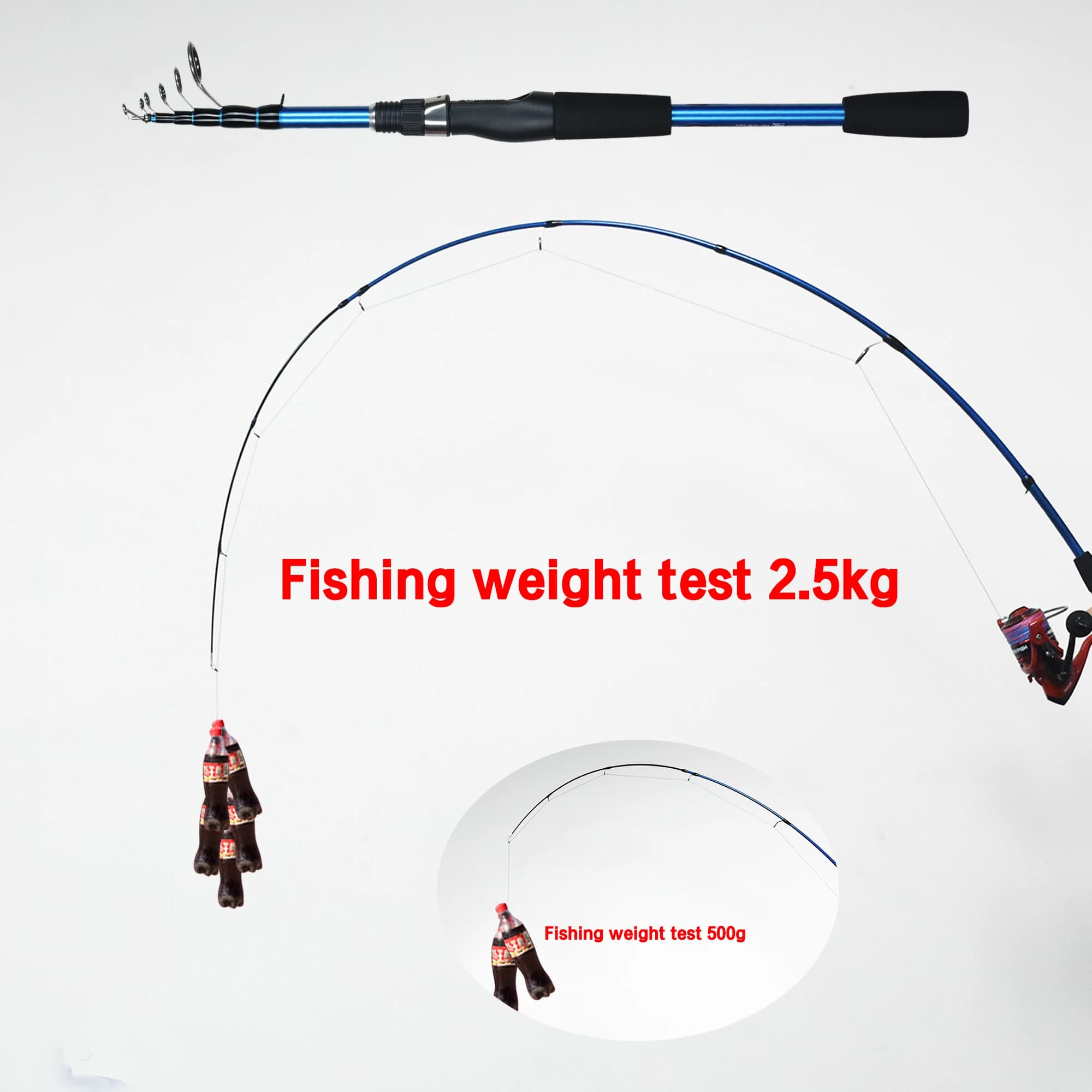 Canne télescopique BIUTIFU 1.8/2.1/2.4m pêche voyage - Carbon ultraléger 3-30g pour truite et leurres
