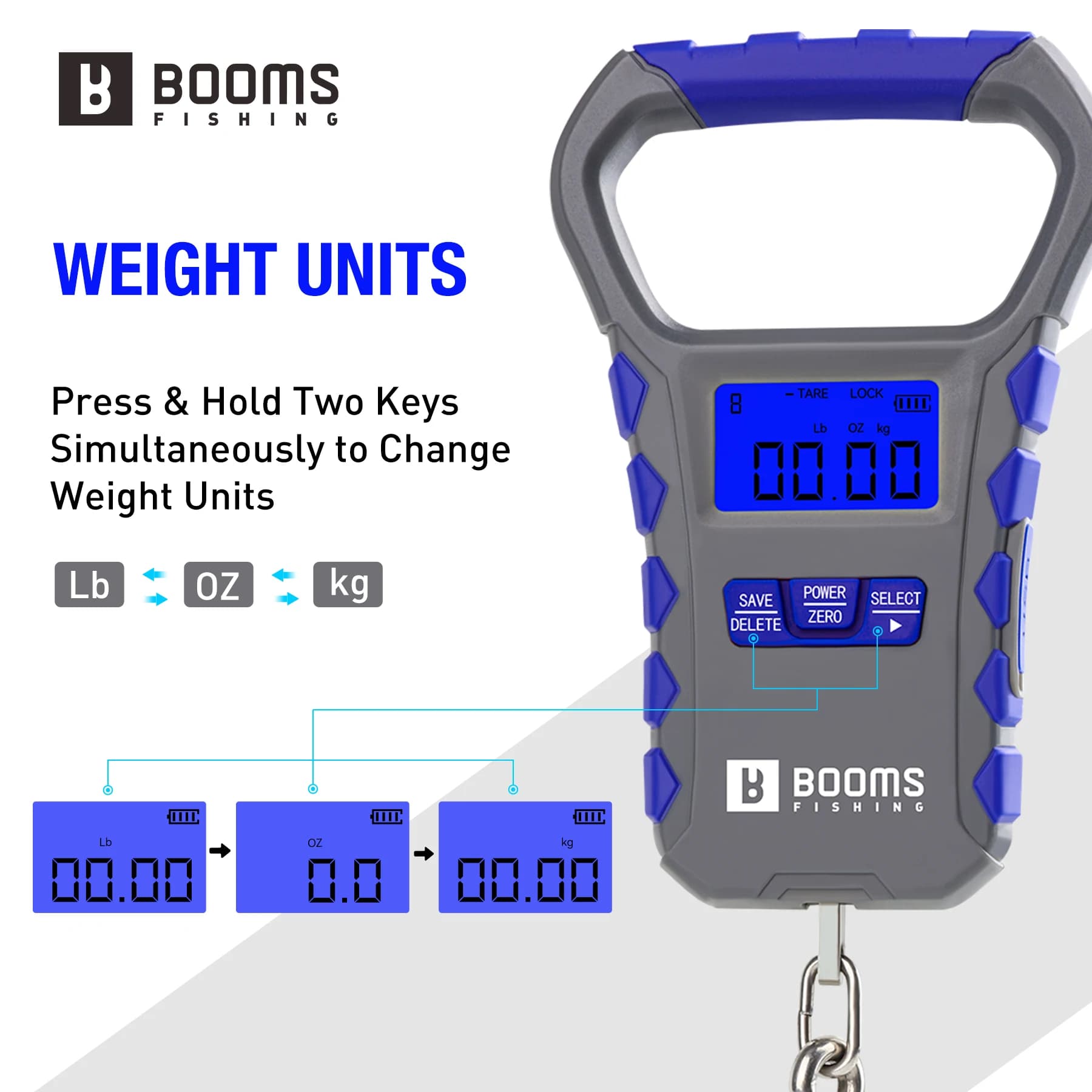 Balance de pêche numérique Boomsfishing XW50 USB rechargeable - Capacité 30kg écran LCD mince