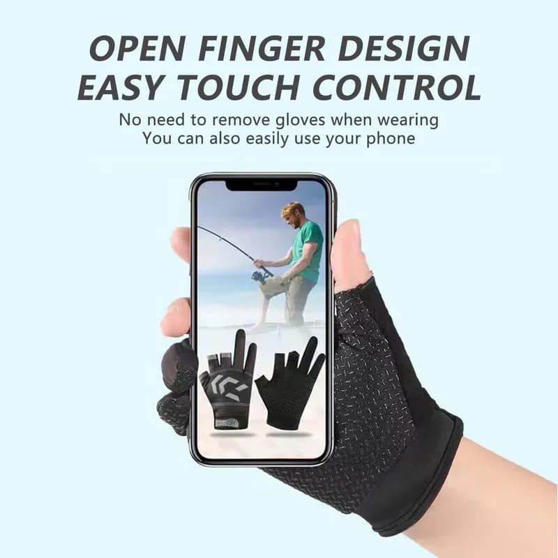 Gants de pêche 3 doigts coupés anti-dérapants respirants protection solaire activités extérieures