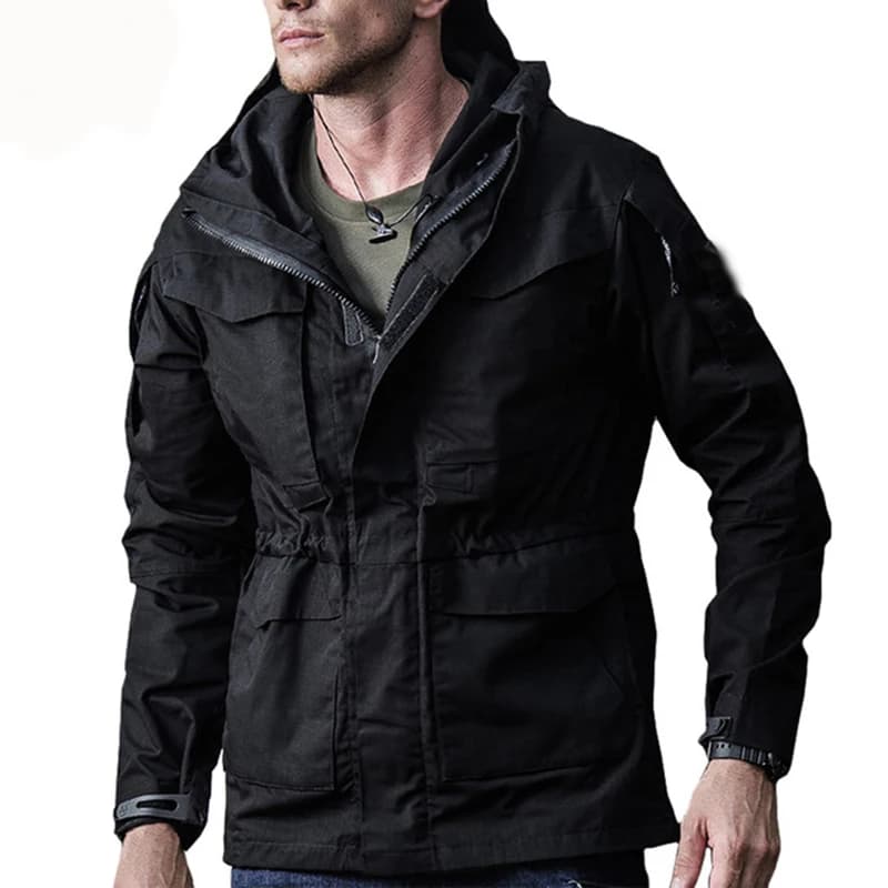 Veste de pêche M65 tactique automne - Imperméable à capuche multi-poches camouflage