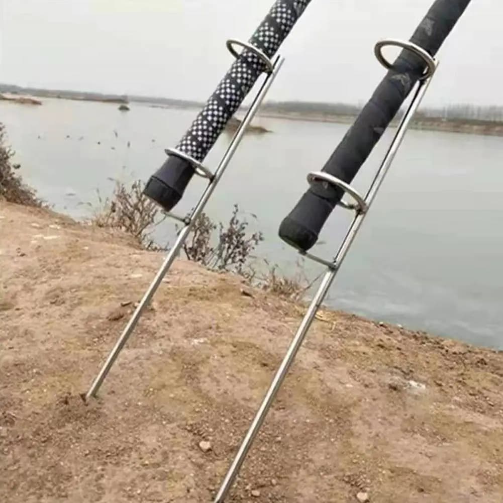 Support Canne Pêche Portable 30-50cm avec Piquet Acier Inox - Support Rive Sol Pratique Pêche au Coup