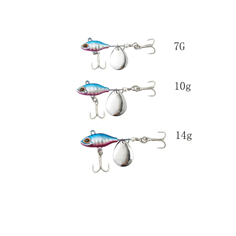 Leurre de pêche rotatif Long Shot VIB 7g 10g 14g, leurre cuiller avec queue spinner pour carnassiers