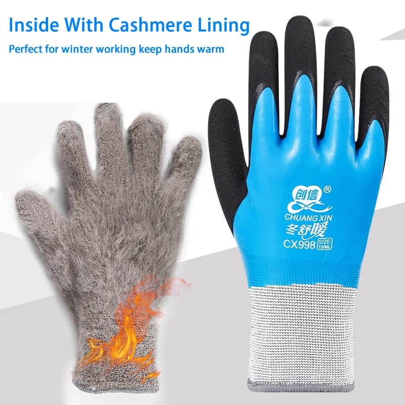 Gants de travail hiver étanches anti-dérapants pour pêche - Protection mains jardinage