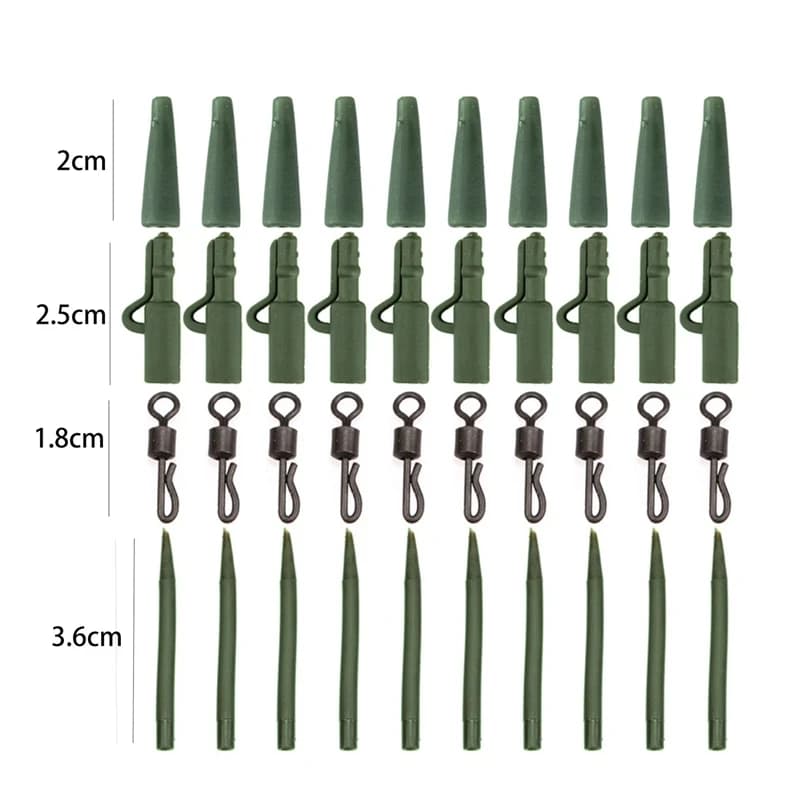 40 clips plombs anti-emmêlement pour pêche à la carpe - Accessoires montages rapides et pratiques