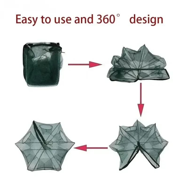 Piège à écrevisses pliable en maille pour pêche au crabe, crevettes et anguilles - Filet de capture