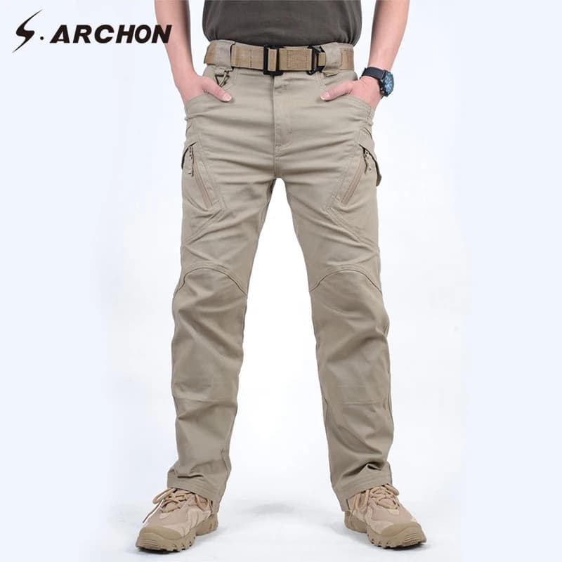 Pantalon militaire pêche 97% coton stretch tactique multi-poches confortable pour homme