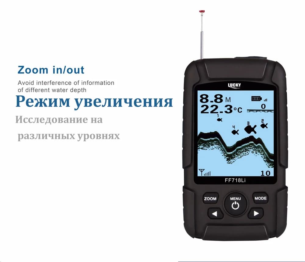 Finder pêche sans fil Lucky FF718Li-W étanche manuel RU/EN : sonar waterproof portable