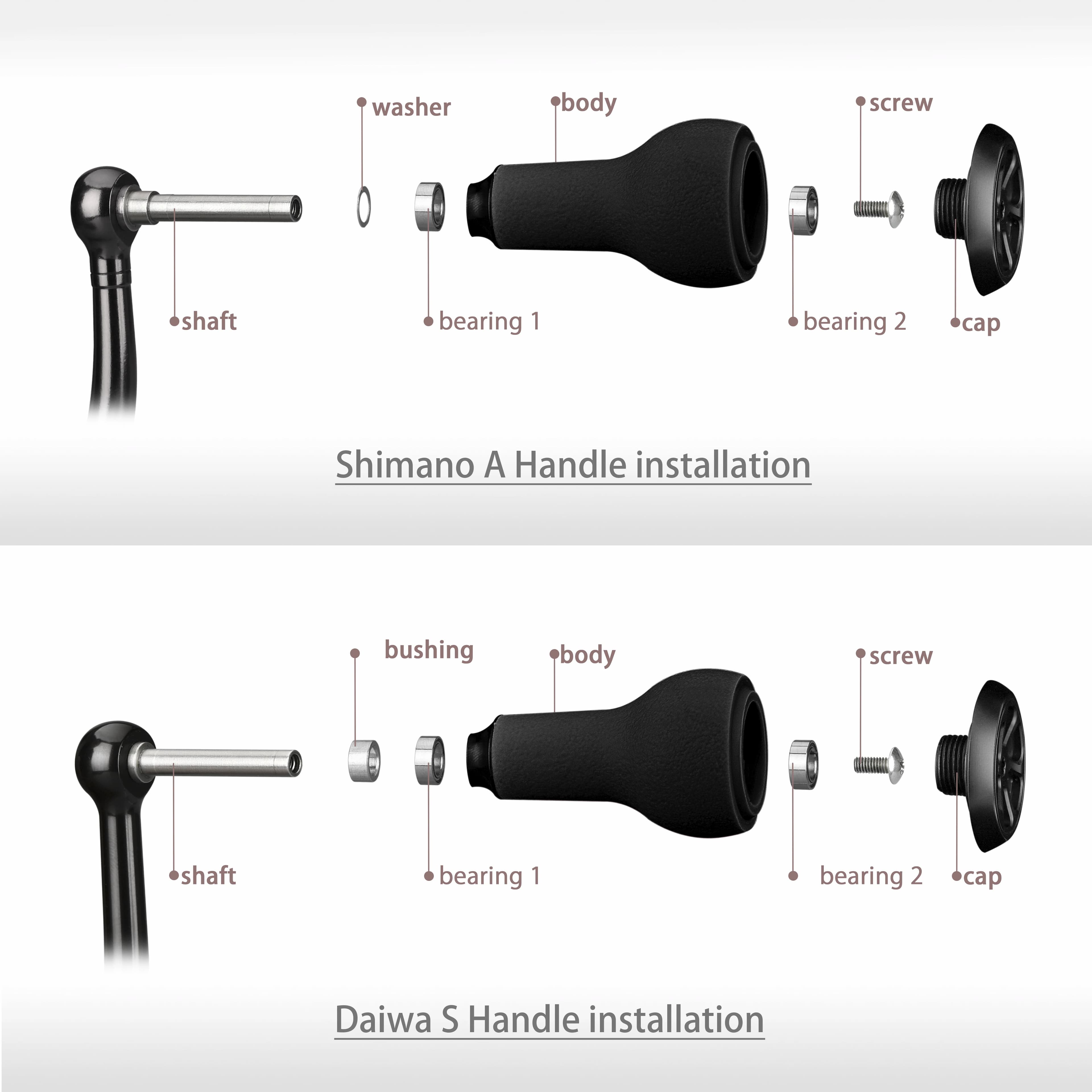 Poignée Gomexus TPE 27mm pour moulinets Shimano Daiwa, grip antidérapant pêche humide