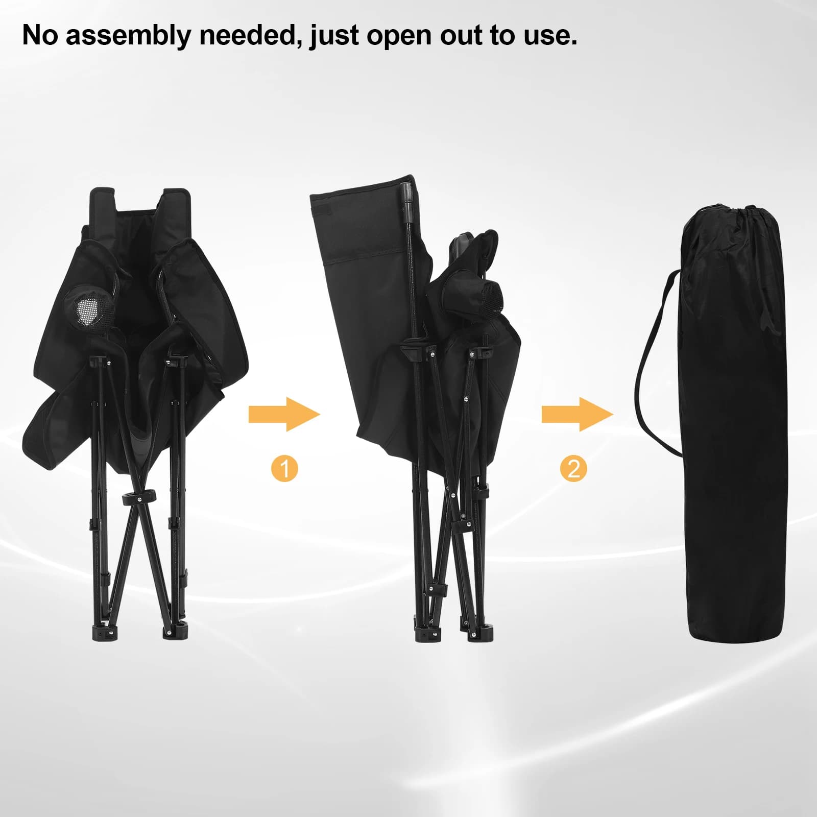 Fauteuil de pêche pliant WOLTU léger avec accoudoirs, porte-gobelet et sac de transport pour camping