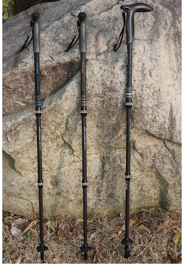Bâton marche carbone poignée T réglable 49-100cm - Béquille escalade randonnée pêche outdoor