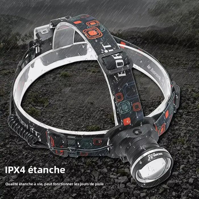 Lampe frontale BOIRUiT RJ-2166 1000LM zoomable étanche piles AA pour pêche et chasse