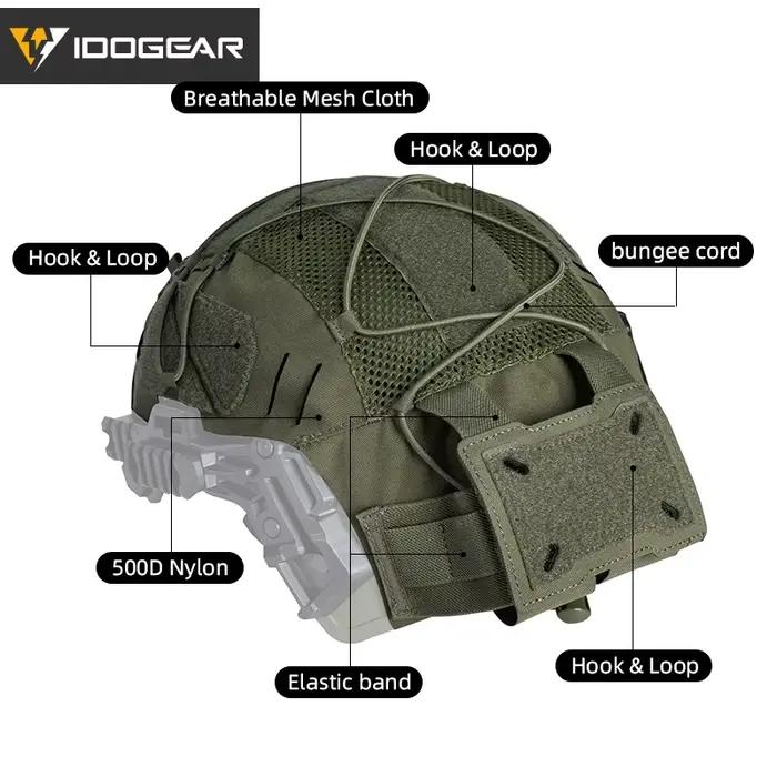 Housse casque Wendy 3.0 IDOGEAR pêche - Protection NVG avec poche batterie camouflage