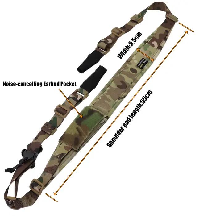 Bretelle fusil modulaire réglable 2 points/1 point - Accessoire pêche et chasse polyvalent transport