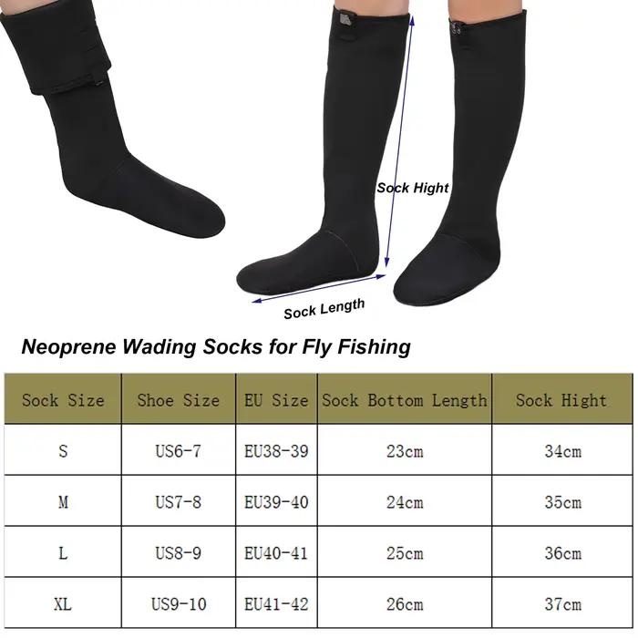 Chaussettes wading néoprène 4mm résistantes à l'abrasion pour pêche à la mouche unisexe