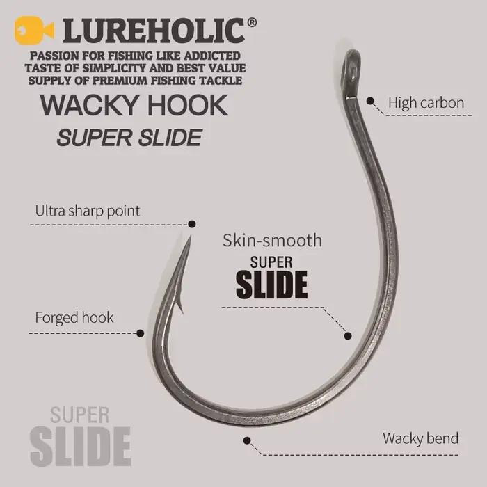 Hameçon Wacky Offset LUREHOLIC PTFE Super Slide pour Drop Shot - Acier Inoxydable pour Vers