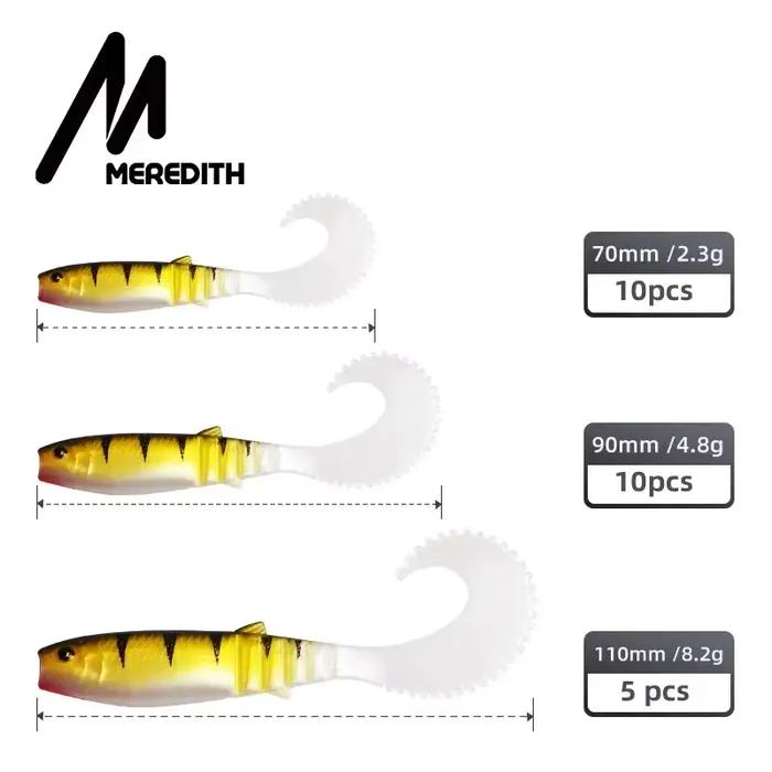 Leurre souple silicone MEREDITH Cannibal Curved Tail 70mm 90mm pour la pêche du bar et carnassiers